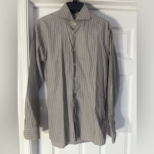 Elegant Gray Striped Dress Shirt